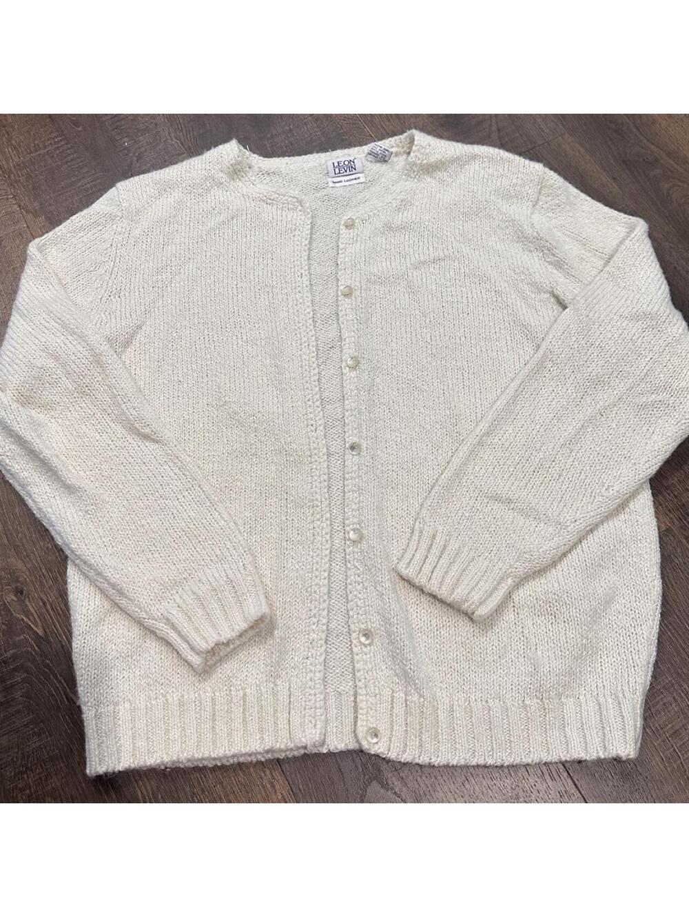 Women's Cream and White Cardigan